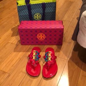 Miller Tory Burch Slides, Red Rainbow